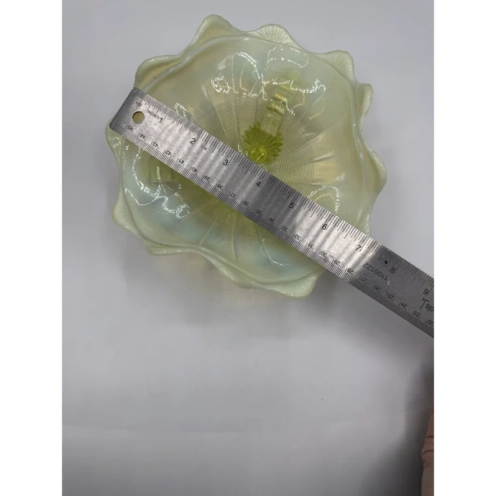 Northwood Vaseline glass footed bowl ; uranium: 1890s
